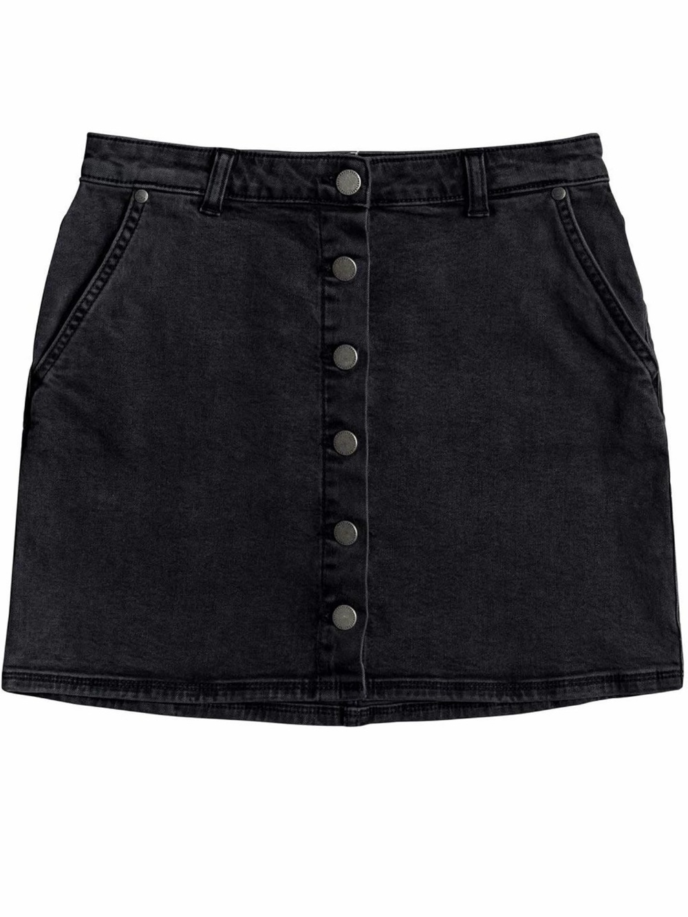 Button-Front Black Denim Skirt. NWT DESIGNED BY ROXY